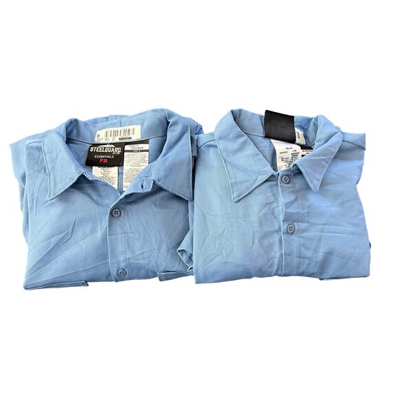 STEELGUARD FR Long Sleeve Button Down Workwear Shirts Blue Sz 1XLR Set of 2 NEW - Picture 2 of 9